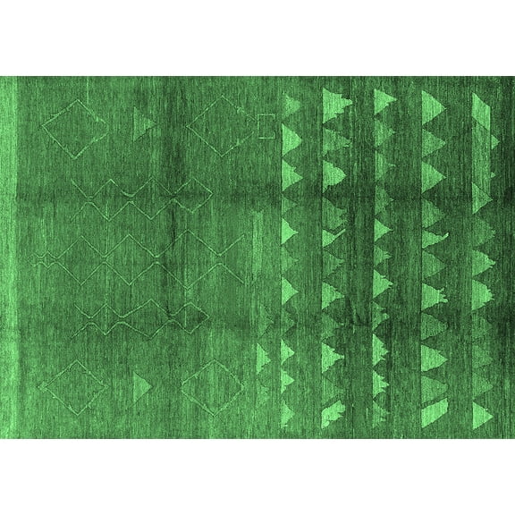 Ahgly Company Indoor Rectangle Solid Emerald Green Modern Area Rugs, 5' x 7'