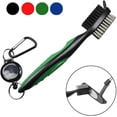 thumbnail image 2 of 1pc Golf Club Brush Retractable Dual Sided Nylon Bristles Aluminum Carabiner Groove Cleaner Groove Cleaning Tool Kit, 2 of 5