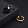 thumbnail image 4 of Jstyle 3Pcs Steel Spinner Ring for Women Men Fidget Band Rings Moon Star Flower Sand Blast Finish Ring Set for Anxiety Stress Relieving Wedding Promise, 4 of 12