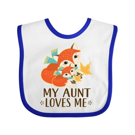 

Inktastic Aunt Loves Me Woodland Fox Gift Baby Boy or Baby Girl Bib