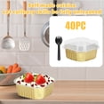 thumbnail image 2 of 40 Pcs Square Cupcake Liners Aluminum Foil Baking Mold With Clear Lids And Black Spoons, Tin Foil Cup For Tiramisu Mini Cake Bread Dessert, 2 of 5
