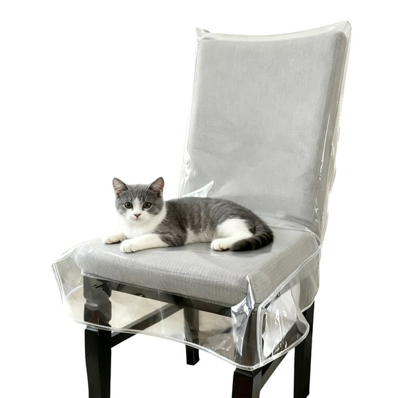 2 PACK Dining Chair Covers, Waterproof Kitchen Chair Protectors, Clear Plastic Seat Chair Protector, Keep Your Chair Away from Water Dust Stain and Pet Claws