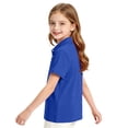 thumbnail image 4 of Girls Breathable Polo Shirt Kids Short Sleeve School Uniform Golf Shirt Casual Quick Dry Three-Button Polo Shirt 130, 4 of 7