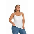 thumbnail image 3 of Hingswink Plus Size Camisole for Women with Shelf Bra Adjustable Spaghetti Strap Cami Tank Top Cotton Undershirts White-M, 3 of 6