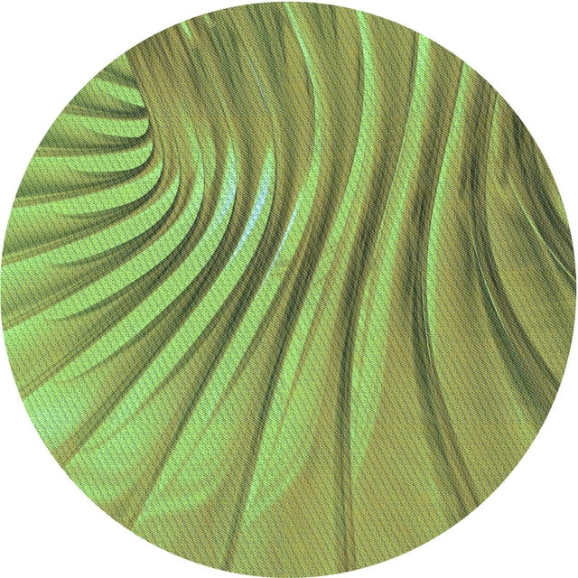 Ahgly Company Tapis d'Intérieur Rond Lavable en Machine Jaune Vert Transitionnel, 5 Pieds Rond