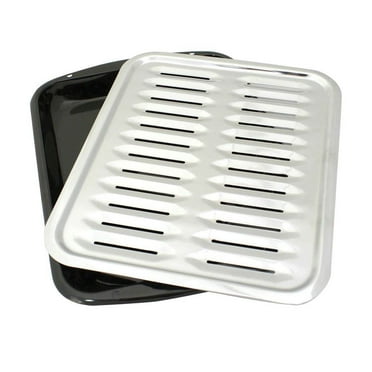 Range Kleen BP100 Heavy Duty Chrome Grill Pan & Black Porcelain Base Full Sized Broiler Pan
