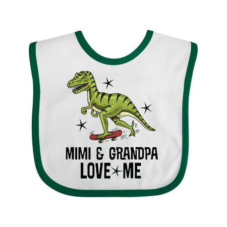 

Inktastic Mimi and Grandpa Love Me Dinosaur Grandson Gift Baby Boy Bib