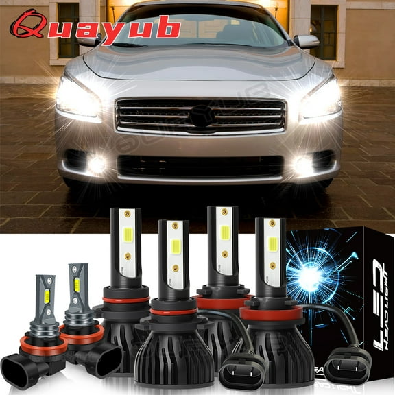 Bright 6000k Quayub Bulbs For Nissan Maxima 2009-2014 6x LED Headlight High Low Beam Fog Light Bulbs Kit