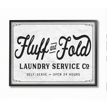 Stupell Industries Fluff and Fold Laundry Room Vintage Country Sign Framed Wall Art Design by Lettered and Lined, 11" x 14", Black Framed