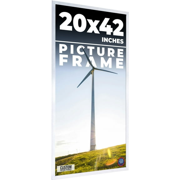 20x42 Frame Silver Stainless Steel Solid Wood Picture Frame | 0.75 Inch Moulding Width | Includes