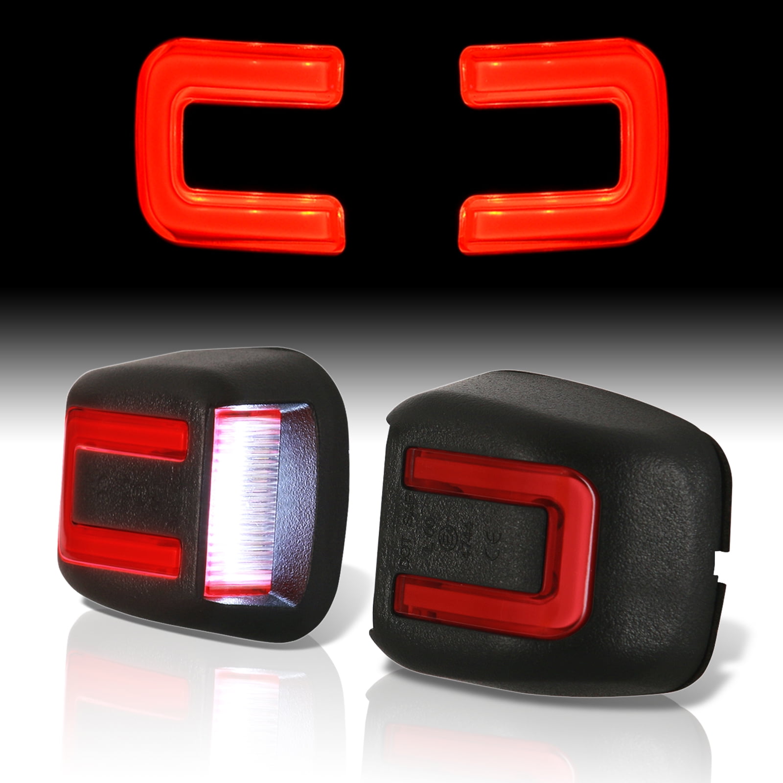 AJP Distributors White & Red SMD LED Bumper License Plate Lights Tag Lamps Set Compatible/Replacement For Nissan Titan Frontier Armada Xterra Equator 05 06 07 08 09 10 11 12 13 14 15 16 17 18 19 20 21