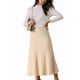 thumbnail image 5 of FALDA MIDI DE PUNTO RIBETEADA A-LINE PARA MUJERES INSPIRADA CHIC, CINTURA ALTA ELÁSTICA Y ESTIRABLE, COLOR BEIGE, 5 of 6