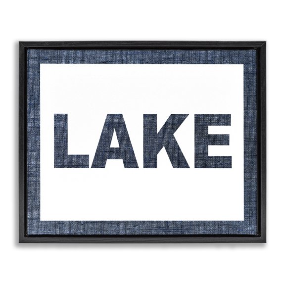 Stupell Industries Farmhouse Minimal Lake Phrase Black Floating Frame Canvas Art, 21 x 17, by Lil' Rue
