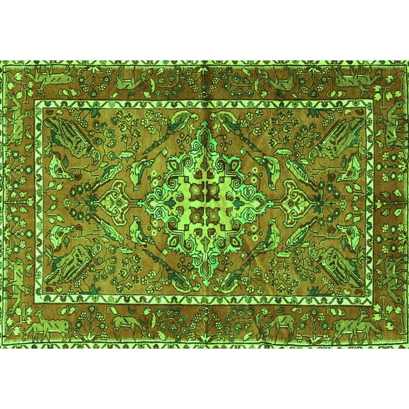 Ahgly Company Indoor Rectangle Persian Green Traditional Area Rugs, 5' x 7'