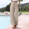 thumbnail image 2 of Lixiuxyad Womens Cotton Linen Palazzo Pants Drawstring Elastic Waist Casual Wide Leg Trousers with Pockets Yellow, 2 of 6