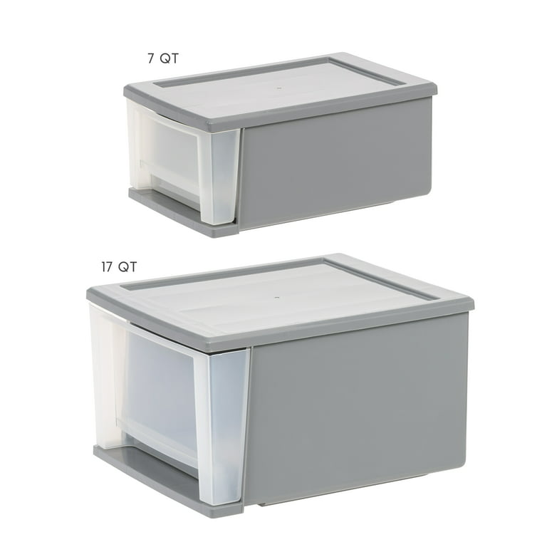 Easymanie 17.5 Quart Stacking Storage Drawer, 4 Pack Plastic Chest of Drawer