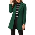 thumbnail image 1 of Abrigo largo clásico de manga larga con solapa de muesca para mujer Inspire Chic XL verde oscuro, 1 of 7
