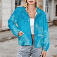 thumbnail image 3 of Jackets for Women Winter Coat Jackets Flannel Stand Collar Jacket(Icy Blue Icy Background Blueish Icy,Size:S-4XL), 3 of 7