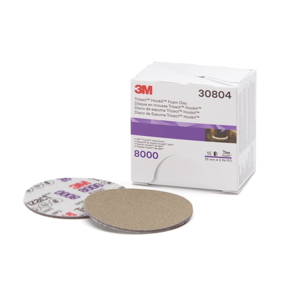 3M Trizact Hookit Foam Disc, 30804, 3 in, 8000, 15 discs per carton, 4 cartons per case
