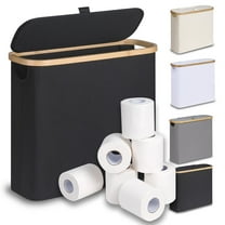 Toilet Paper Basket 28L, Toilet Paper Storage with Lid for Bathroom, Toilet Paper Holder with Storage, Free Standing Toilet Paper Organizer Holds Up to 9-12 Rolls, Black
