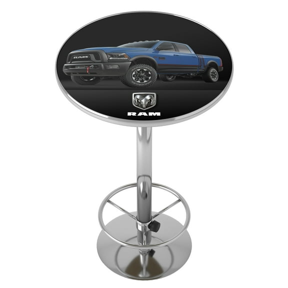 RAM Truck Blue Bar Table with Adjustable Footrest and Acrylic Top