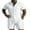 White, variant on Men's 2 Piece Beach Outfit, Button Down Short Sleeve Shirt With Striped Trim And Drawstring Shorts Set, Lightweight Linen Style Casual Summer Vacation Suit,White,S