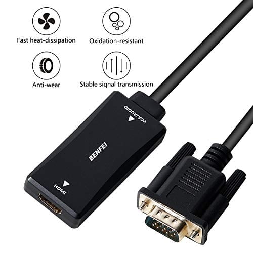 VGA a HDMI, Benfei Adaptador VGA a HDMI con Soporte de Audio y Resoluc