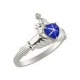 thumbnail image 3 of RYLOS Rings 14K White Gold Claddah Love, Loyalty & Friendship Ring Heart 6MM Gemstone & Diamond Claddagh Rings Blue Star Sapphire Jewelry Size 8, 3 of 7