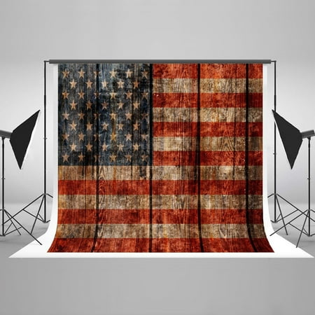 Image of GreenDecor 7x5ft American Flag Photography Backdrops Vintage American Flag Photo Backdrop