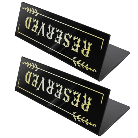 PAMINGONO 2Pcs Simple and Elegant Design Black Reserved Signs for Banquets