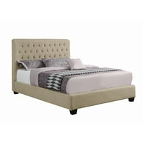 Chloe Tufted Upholstered California King Bed Oatmeal