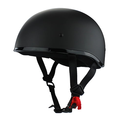 DOT Flat Black Motorcycle Half Helmet Beanie Helmet 
