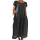 thumbnail image 1 of Vestido Lino Algodón Vestidos casuales de dama Moda Vestido de lino de algodón simple Tallas grandes (Gris oscuro 5XL) Ygjytge para Mujer Gris oscuro T M, 1 of 9