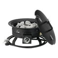 thumbnail image 1 of KFFKFF Gas Fire Pit, Portable 19-Inch Diameter Outdoor Fire Pit with Cover & Lava Rocks, Flame Height Control, Ideal for Camping, Heating, Lighting, Socializing, 58,000 BTU, Black, 1 of 9