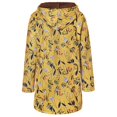 thumbnail image 3 of Women's Winter Warm Oversize Coat - Vintage Floral Print Hooded Jacket with Pockets, Thick Fleece Lined Outerwear, Yellow Size L, 3 of 5
