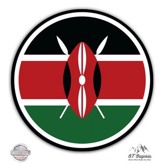 Kenya Flag - 3" Vinyl Sticker - For Car Laptop I-Pad Phone Helmet Hard Hat - Waterproof Decal