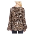 thumbnail image 2 of KAREN KANE Womens Beige Animal Print V Neck Top S, 2 of 2