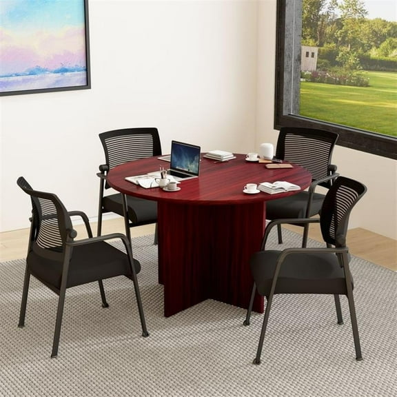 Pemberly Row 47"W Conference Table with 4 Guest Chairs in Mahogany