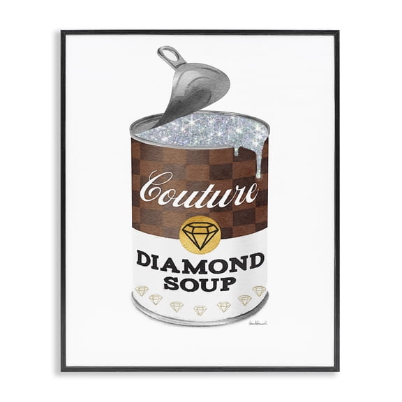 Stupell Industries Contemporary Couture Fashion Pop Condensed Soup Can Brown Glam Black Framed Giclee Art, 11 x 14, by Amanda Greenwood