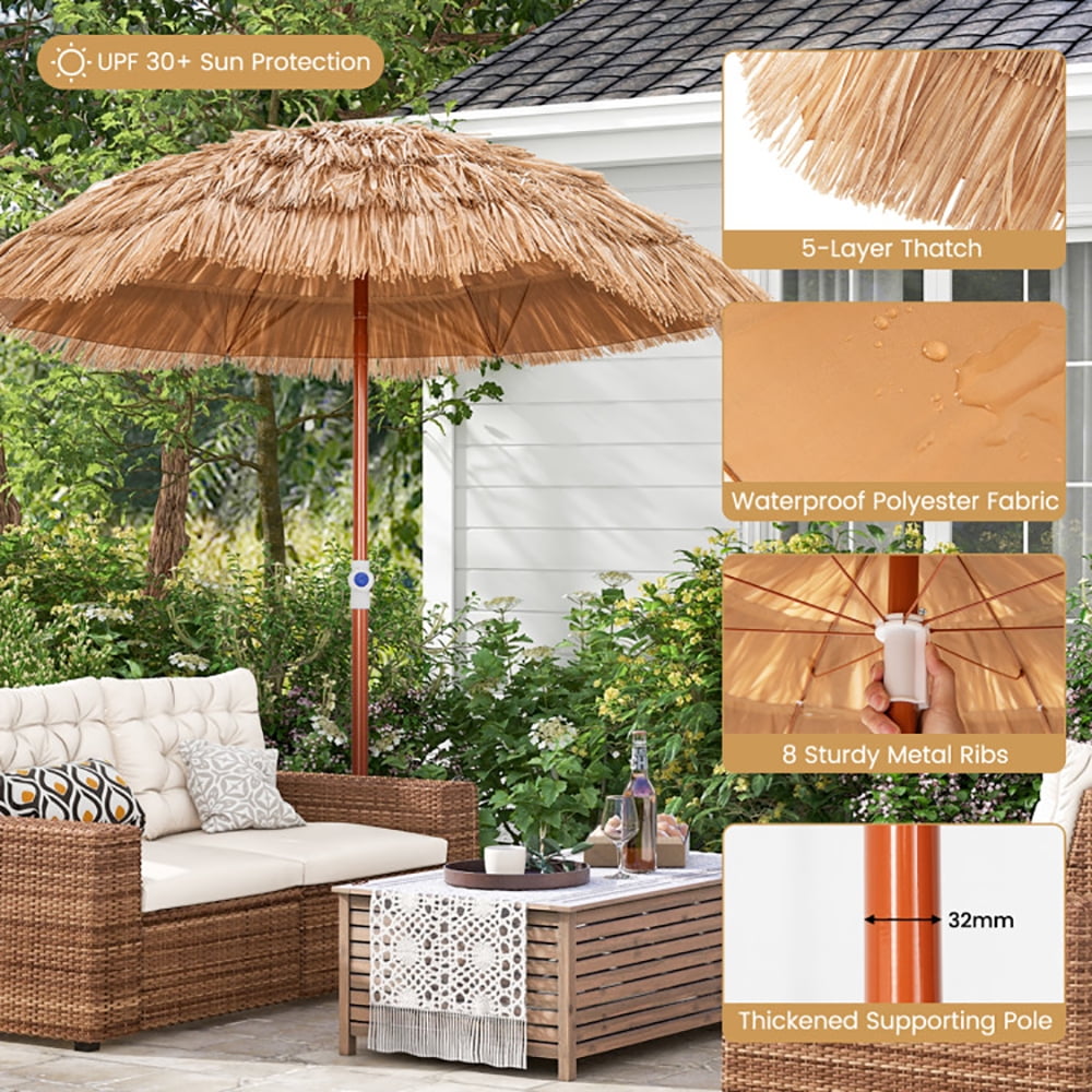 Aimee Lii 6 Feet Thatched Patio Umbrella with Tilt Design and Carrying Bag, Sunbrella Patio Umbrellas Aimee Lii 6 Feet Thatched Patio Umbrella with Tilt Design and Carrying Bag, Sunbrella Patio Umbrellas