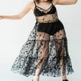 thumbnail image 3 of PENGXIANG Jupe Longue Plissée Taille Haute en Maille Transparente pour Femmes, 3 of 5