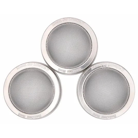 Mason Jar Lifestyle Stainless Steel Sprouting Lids, Wide Mouth - 3 Pack