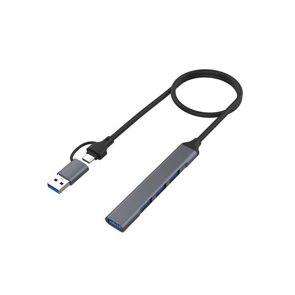 Methold Adaptador 2 en 1 Conector multipuerto portátil compatible Adaptadores de accesorios grises Mini HUB multifunción digital Juegos de teclado y mouse para computadora 4 puertos
