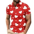 thumbnail image 2 of Bzhegqhd Men's Valentine's Day Printed Casual Short Sleeved Lapel Button, 2 of 5