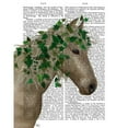 thumbnail image 3 of Fab Funky 12x14 Black Modern Framed Museum Art Print Titled - Horse Porcelain with Ivy, 3 of 5