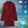 thumbnail image 6 of Tiqkatyck Trench Coat Rain Jacket Womens Breathable Large Sizes Black Softshell Jacket Outdoor Transition Lightweight Jacket with Hood for Spring Fall Hik Clearance Long Sleeve Tops Red XXL, 6 of 6