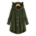 thumbnail image 2 of Hueook Barn Jackets for Women Fashion Women's Button V-Neck Pullover Tops Long Sleeve Hooded Blouse Coat Army Green 5X, 2 of 4