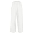 thumbnail image 4 of Lightning Prime Sales, BiZtdJrK Linen Pants Women 2025 Summer Straight Leg Cropped Pants Loose Boho Slacks Casual Elastic Waist Trousers with Pockets White XXL, 4 of 6
