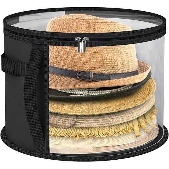 Clear Organizer Oversized Hat Box, Closet Storage for Baseball Caps, Grey
