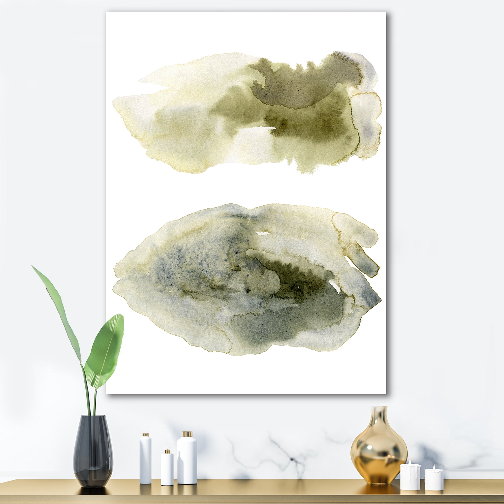 Designart ' Abstract Clouds In Dark Green I ' Modern Canvas Wall Art Print